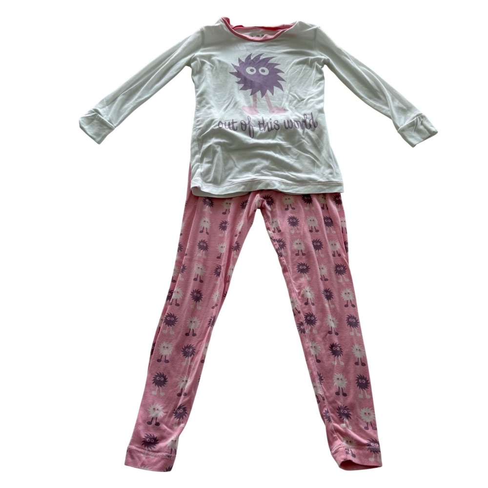 Kickee Kids Pajamas 4T Long Sleeve Top Pants Set Out of This World Monster Print